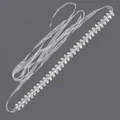 Silver rhinestone bridal belt with shimmering teardrop crystals for wedding dresses - 115cm / Teardrop Leaf Silver Rhinestone/Silver Grey Organza