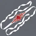 Elegant bridal sash with red and silver rhinestones on a white satin ribbon for wedding dresses. - 115cm / Red Silver Heavy Rhombus/White Satin Ribbon