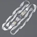 Elegant white satin bridal belt decorated with fabric flowers and silver rhinestones - 115cm / Cloth Flower Silver Rhinestone/White Satin Ribbon