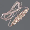 Elegant luxury bridal rhinestone belt with pearls and pink ribbon for wedding dress - 115cm / Marquise Crystal Pearl/Pink Organza