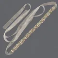 Elegant silver rhinestone bridal belt with sheer ribbon for wedding dresses. - 115cm / Silver Arranged Rhinestone/White Organza