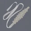 Elegant bridal silver rhinestone belt with white organza ribbon for wedding gowns - 115cm / Baroque Symmetric Silver Rhinestone/White Organza