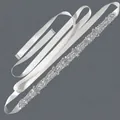 Elegant bridal silver rhinestone belt sash with ivory white satin ribbon for dresses - 115cm / Floral Radial Silver Rhinestone/Cream Satin Ribbon
