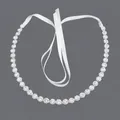 Elegant silver rhinestone bridal belt with adjustable white ribbon tie for wedding gowns - 115cm / Small Flower Silver Rhinestone/White Satin Ribbon