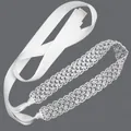 Luxurious silver rhinestone bridal belt with white satin ribbon for wedding gowns - 115cm / Rhombus Grid Silver Rhinestone/White Satin Ribbon