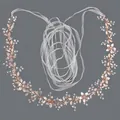 Rose gold bridal belt with sparkling rhinestones and delicate metal flowers - 115cm / Rose Gold Leaf Floral Rhinestone Pearl/White Organza