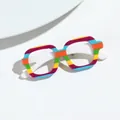 Broche tendance en acétate en forme de lunettes arc-en-ciel pour un style unique - Style 6-Cadre Carré à Rayures Arc-en-ciel
