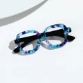 Broche en forme de lunettes à la mode en acétate marbré bleu avec des motifs artistiques - Style 7-Lunettes Marbrées Bleu Violet Vert