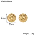 Golden quilted textured sphere stud earrings made of high-quality durable stainless steel - Round Quilted Style (BE47113BW0)