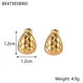 Gold-plated stainless steel woven teardrop earrings, weight 4.9g, size 1.2cm x 1.2cm - Waterdrop Weave Style (BE47985BW0)