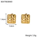 Elegant minimalist gold-plated stainless steel woven square stud earrings for women - Small Square Weave Style (BE47983BW0)