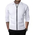 Giacca elegante da uomo bianca in maglia a nido d'ape con zip e classico colletto a punta - S / Bianco