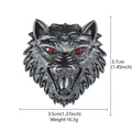Gothic wolf head brooch with red crystal eyes and black metal finish dimensions - Gothic Wild Wolf (XD826064)