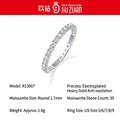 Vollbesetzter S925 Sterling Silber Ring mit dreißig runden 1,7 mm Moissanit-Steinen - US Größe 9 / R13007 Moissanit 1.7mm