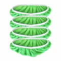 Set of 4 green reusable microfiber mop pad covers compatible with flat cleaning mops - Large Coral Fleece Style - Set / Green
