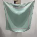 Elegant green polka dot square silk scarf with pink border for women neck styling - 120 Square Scarves / 65