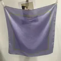 Elegant purple silk square scarf with white polka dots and lime green border for women - Small Square Scarf 123 / 65
