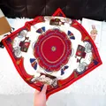 Premium elegant square silk scarf featuring a classic red and gold carriage tassel print design - New Silk Scarf/small Square Scarf 22 / 65