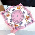 Elegant pink square silk scarf featuring a vintage carriage and tassel print variant - New Silk Scarf/small Square Scarf 24 / 65