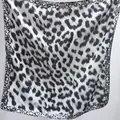Elegant black and grey leopard print square silk scarf for women stylish accessory - New Silk Scarf Small Square Scarf Size 32 / 65