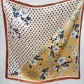 Elegant mustard yellow square silk scarf featuring floral, nautical, and polka dot prints - Turmeric Polka Dot Small Square Scarf/silk Scarf / 65