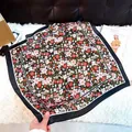 Elegant square silk scarf with a vibrant floral pattern and a classic black border - New Silk Scarf 166 / 65