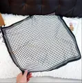Elegant black and white polka dot square silk scarf for women with striped border - New Silk Scarf 169 / 65