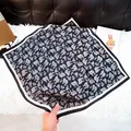 Elegant black and white paisley print square silk scarf for women's fashion style - New Silk Scarf 160 / 65