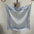 Elegant blue and white polka dot square silk scarf with smooth satin finish for women - Small Square Scarf 122 / 65