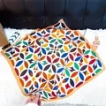Elegant vibrant geometric floral pattern square silk scarf for women's fashion. - 133 Square Scarves / 65