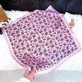 Elegant pink square scarf with a classic paisley pattern, perfect for hair or neck - New Silk Scarf 158 / 65