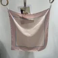 Elegant cream square silk scarf featuring maroon polka dots and a thin blue border - Small Square Scarf 121 / 65