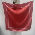 Elegant red silk-feel square scarf with classic white polka dot print for women. - 107 Square Scarves / 65