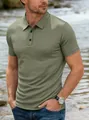 Detailed view showing the premium textured fabric of a men's green ice silk polo shirt - Army Green