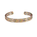 Handmade three-color magnetic wheat braid adjustable copper cuff bracelet for health - Three Colors