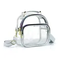 Women's transparent PVC crossbody bag with silver trim and adjustable strap - 50 Silk Thickened Version / Silver