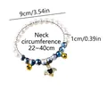 Elastic adjustable pet pearl necklace with black heart wing pendant and golden bells - One Size / Black Winged Heart