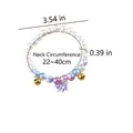 Elastic adjustable pet pearl collar necklace with purple heart pendant and bells - One Size / Purple Heart Pendant