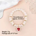 Adjustable elastic pet pearl collar with a red heart pendant and rhinestone spacers - One Size / Red Heart Pendant