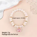 Elegant pet pearl necklace with elastic band and sparkling pink heart pendant charm - One Size / Pink Heart Pendant