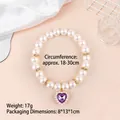 Elegant pet pearl necklace with a sparkling purple heart pendant for cats and dogs - One Size / Purple Heart Pendant