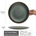 Minimalist 10.7 inch dark green ceramic round steak plate with matte glaze finish - Canghai Large Plate 10.7 Inch - Dark Green (Minor Flaws)