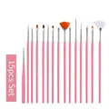 Set of fifteen professional pink nail art brushes for detailed painting and liner designs - 15Pcs/Set / Pink