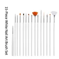 15-piece professional nail art brush set with white handles for painting - 15Pcs/Set / White