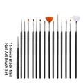 Professional 15-piece nail art brush set with black handles for manicure designs - 15Pcs/Set / Black