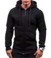 Schwarzer Herren-Kapuzenpullover mit Reißverschluss, lässige Slim-Fit-Sportjacke - S / Schwarz