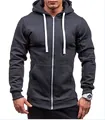 Herren Kapuzenjacke in Dunkelgrau, Slim Fit mit Reißverschluss und weißen Kordelzügen - S / Dunkelgrau