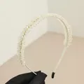 Elegant handmade white crystal beaded headband with a luxury mesh weave design for women - White Crystal Mesh