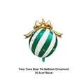 Christmas foil balloon in green and white stripes with golden bow, size 70.5cm x 80cm - Green Hanging Ball / 70.5x80cm