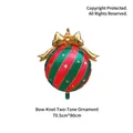 Large Christmas foil balloon with red green stripes and gold bow decoration - Red & Green Hanging Ball / 70.5x80cm